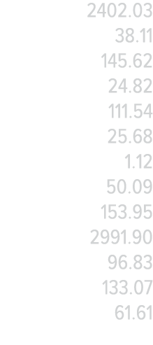 2402 03 38 11 145 62 24 82 111 54 25 68 1 12 50 09 153 95 2991 90 96 83 133 07 61 61