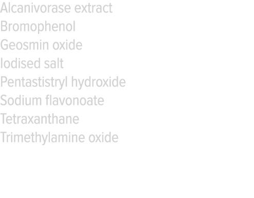 Alcanivorase extract Bromophenol Geosmin oxide Iodised salt Pentastistryl hydroxide Sodium flavonoate Tetraxanthane T   